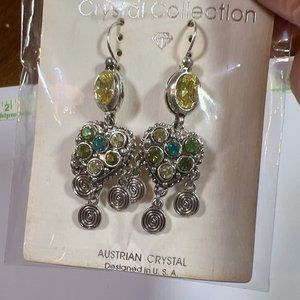 Genuine Austrian Crystal Silver Chandelier Earrings – New, Elegant & Dramatic